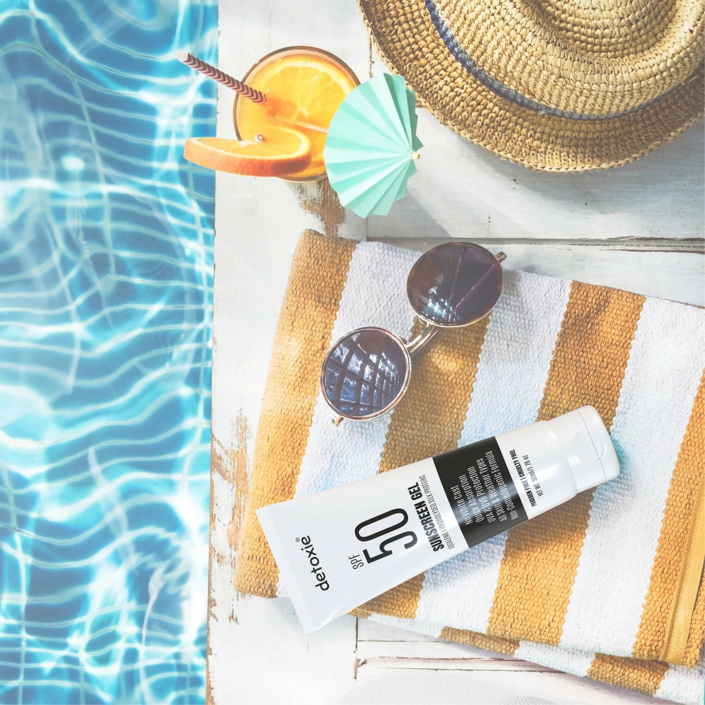 Detoxie Squalene & Silk Protiens SPF50 Sunscreen Gel For All Skin Types - 50 ml - Pack of 1