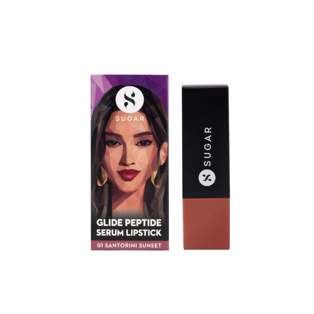 SUGAR Glide Peptide Serum Lipstick with Vitamin E - 01 Santorini Sunset - 4.2 gm