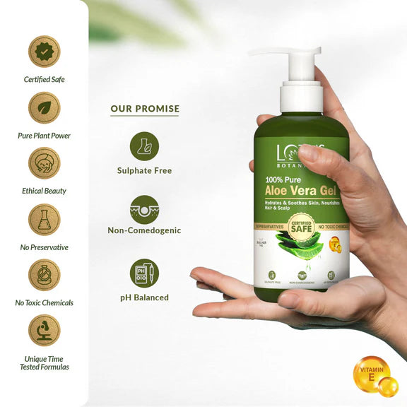 Lotus Botanicals 100% Pure Aloe Vera Gel With Vitamin E - 200 ml