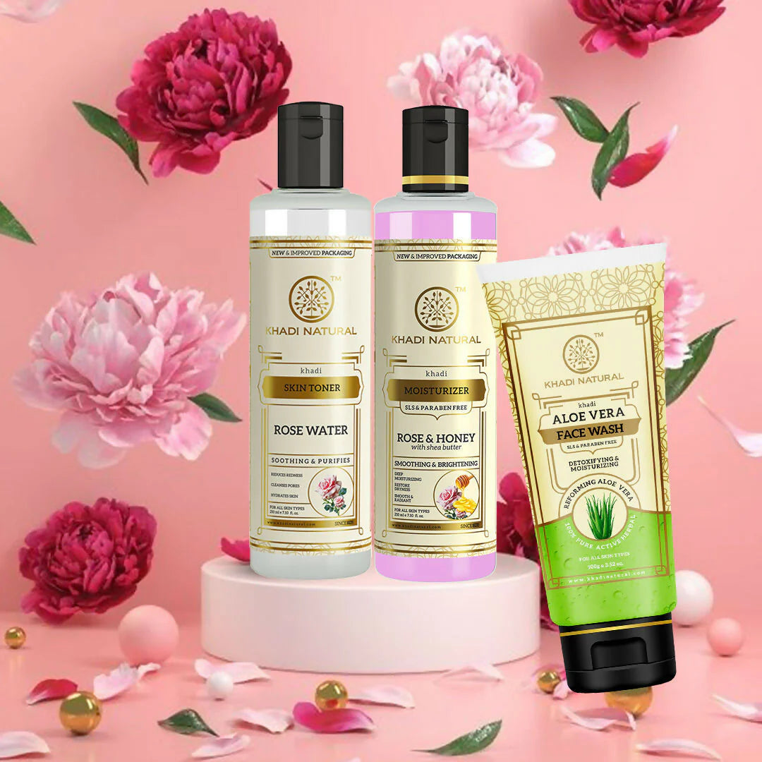 Khadi Natural Glowing Skin Combo - Wash, Tone & Moisturize - combo