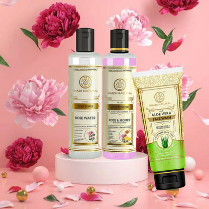 Khadi Natural Glowing Skin Combo - Wash, Tone & Moisturize - combo