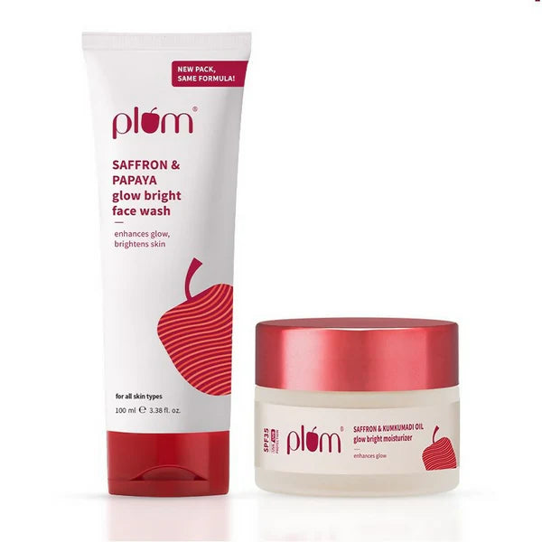 Plum Saffron & Papaya Glow Bright Gel Face Wash and Moisturizer Combo - combo