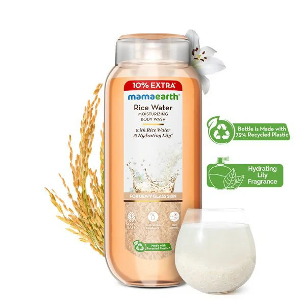 Mamaearth Rice Water Moisturizing Body Wash with Rice Water & Hydrating Lily For Dewy Glass Skin