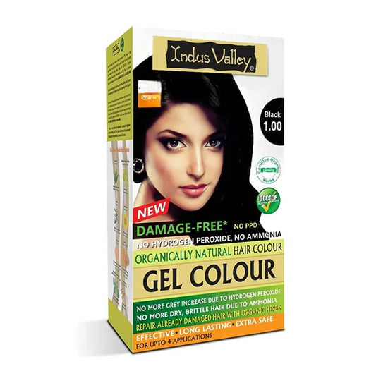 Indus Valley Damage-Free Gel Hair Color - (200 ml + 20 gm) - Black