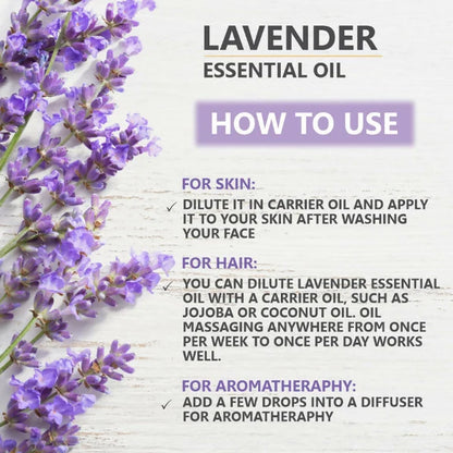 Skiura Nature 100% Natural Lavender Essential Oil For Hair, Skin & Aroma - 15 ml