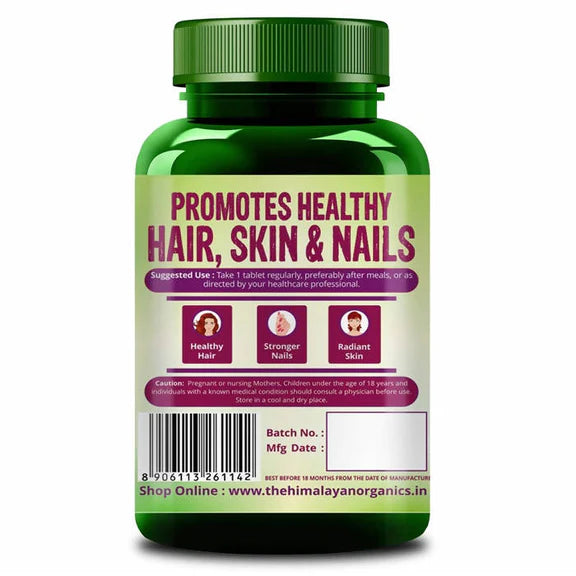 Himalayan Organics Biotin 10,000 mcg For Hair, Nails & Skin Nutraceutical Tablets - 120 tabs