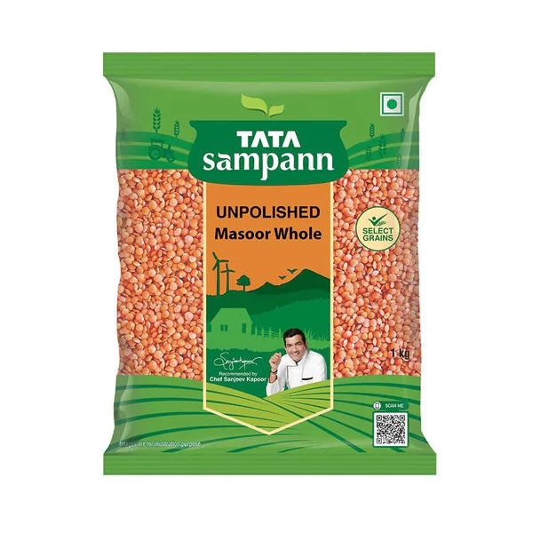 Tata Sampann Unpolished Masoor Dal Whole - 1 kg