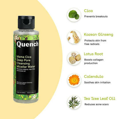 Quench Botanics Mama Cica Deep Pore Cleansing Micellar Water - Korean Skincare - 145 ml