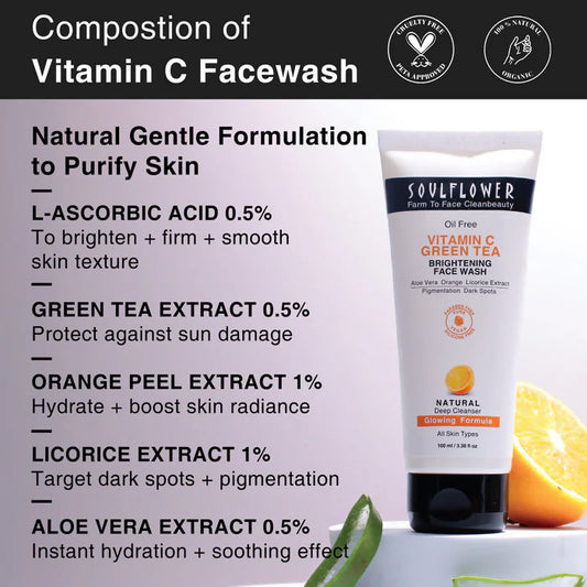 Soulflower Vitamin C Green Tea Brightening Face Wash