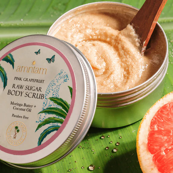 Amritam by Good Earth Pink Grapefruit Raw Sugar Body Scrub - 200 gm