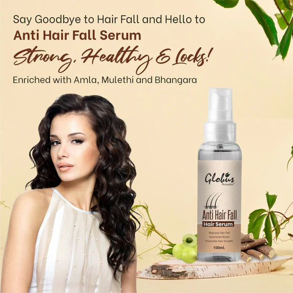 Globus Remedies Anti-Hair Fall Hair Serum, For Frizzy Hair, Smoothens Rough Ends, Adds Instant Shine - 100 ml