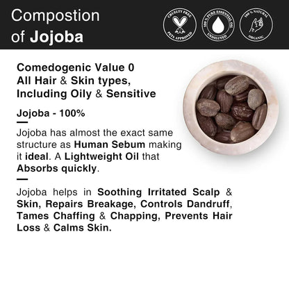 Soulflower Cold-Pressed Virgin Jojoba Carrier Oil For Hair Oil, Skincare, Face & Body