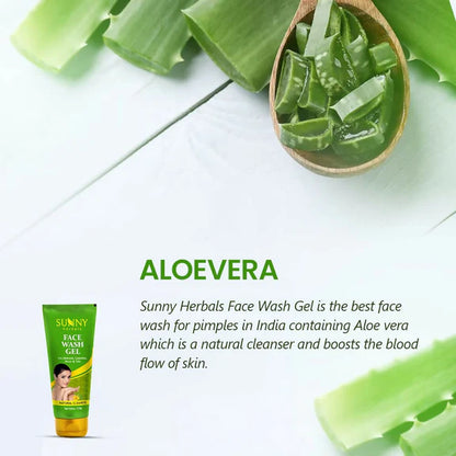 Sunny Herbals Face Wash Gel with Aloevera, Calendula, Neem & Tulsi - 110 gm