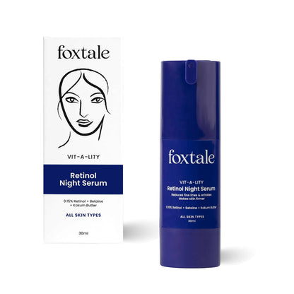 Foxtale 0.15% Beginner Friendly Retinol Night Serum, Anti-Aging, Reduces Fine Lines and Wrinkles, For Younger-looking