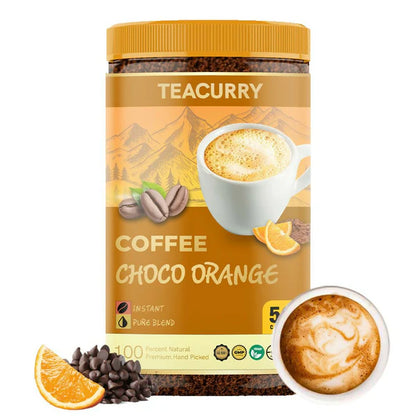 Teacurry Choco Orange Instant Coffee Powder - Arabica Freeze Dried Coffee for Instant Hot & Cold Coffee - 50 gm