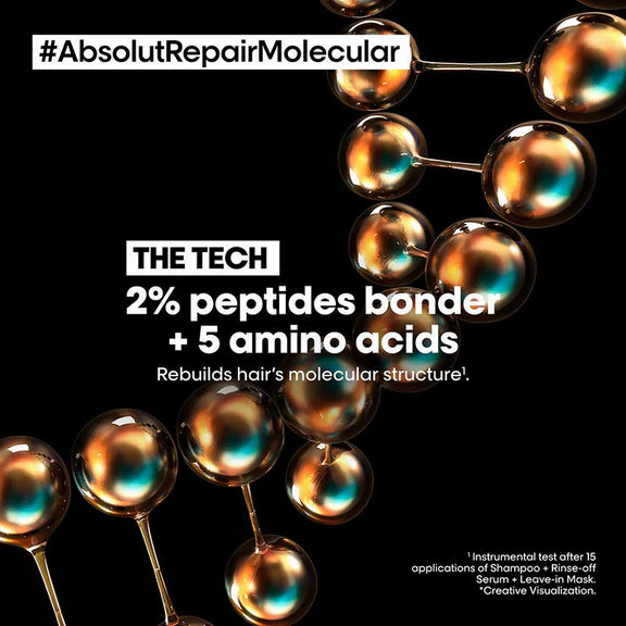 L'Oreal Professionnel Absolut Repair Molecular Shampoo & Rinse-Off Serum For Damaged Hair - combo
