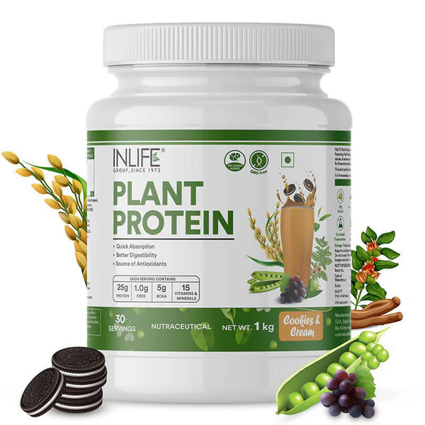 Inlife Plant Protein Powder Cookies & Cream - 1 kg