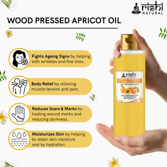 Rishi Natural Apricot Oil Wood Pressed 100% Pure - 150 ml