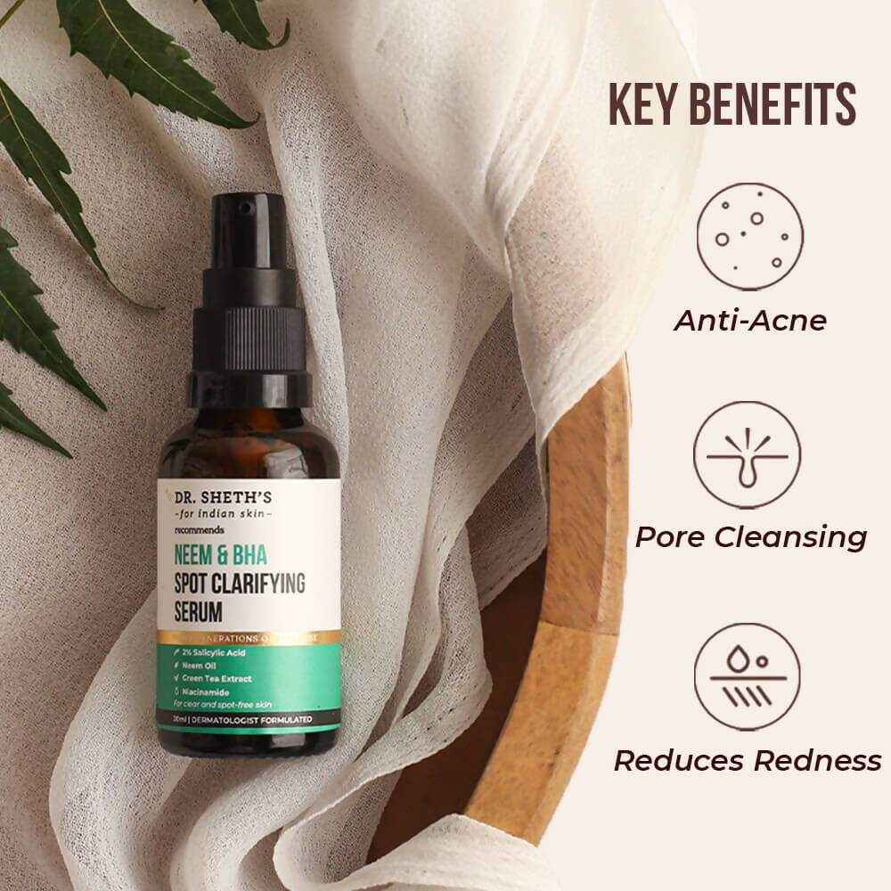 Dr. Sheth's Neem & BHA Spot Clarifying Serum For Active Acne, Blackheads & Open Pores