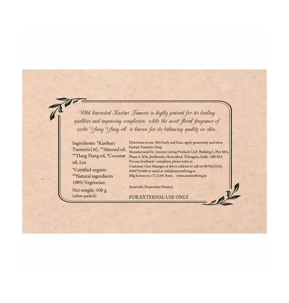 Ancient Living Kasthuri Tumeric Luxury Handmade Soap - 100 gm
