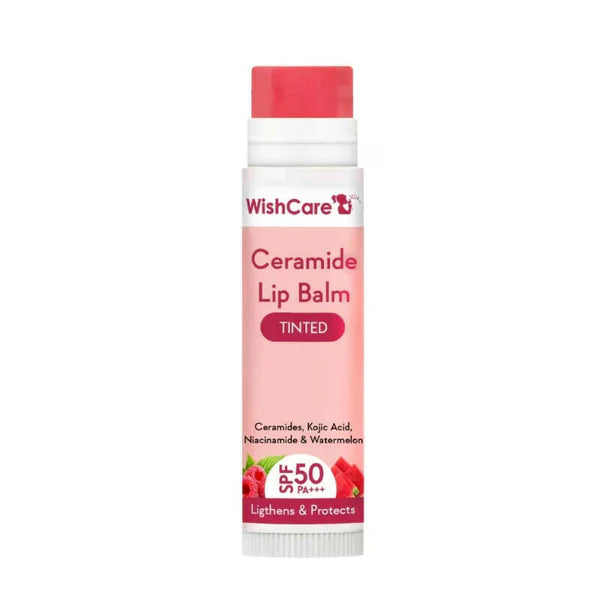 Wishcare Ceramide Lip Balm with SPF50 PA+++ - Tinted - Brightening Balm for Dark Lips with Kojic Acid & Niacinamide - 5 gm