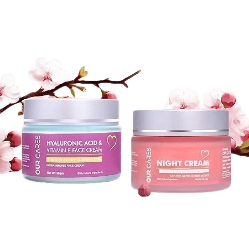 Our Cares Moisturizer With Hyaluronic Acid Vitamin E + Night Cream - Combo - combo