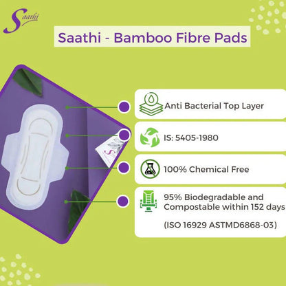 Saathi Bamboo Fiber Sanitary Napkins Panty Liner Pack - 24 Pads
