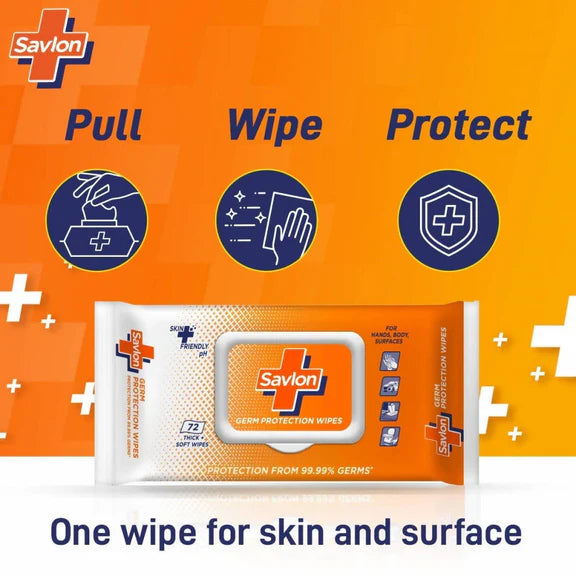 Savlon Germ Protection Wipes - 72 Wipes