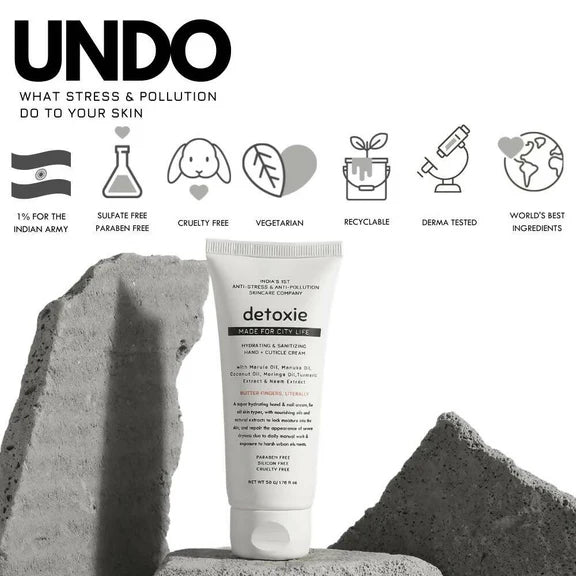 Detoxie Hydrating & Sanitizing Hand & Cuticle Cream - 50 gm