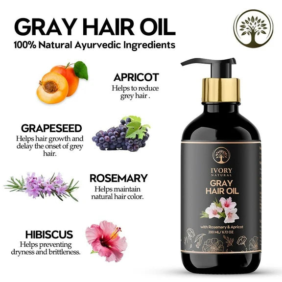 Ivory Natural Gray Oil Restore Natural Black Hair And Shine - 200 ml