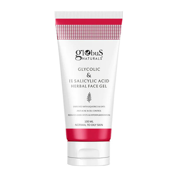 Globus Naturals Glycolic & 1% Salicylic Acid Herbal Anti Acne Face Gel - 100 ml