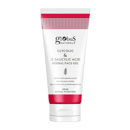 Globus Naturals Glycolic & 1% Salicylic Acid Herbal Anti Acne Face Gel - 100 ml