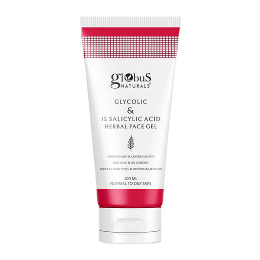 Globus Naturals Glycolic & 1% Salicylic Acid Herbal Anti Acne Face Gel - 100 ml