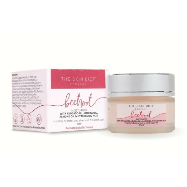 The Skin Diet Company Beetroot Moisturiser Lightweight, Non-Greasy - Dry/Oily Skin + Hyaluronic Acid - 15 ml