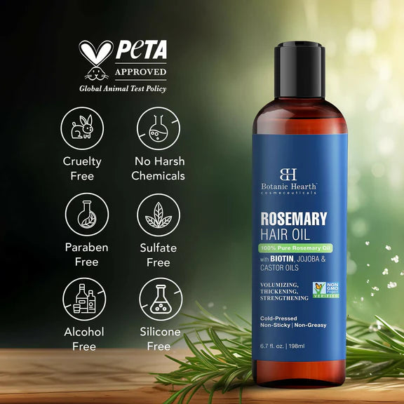 Botanic Hearth 100% Pure Rosemary Oil For Hair Growth, Controls Hair Fall, Promotes New Hair Growth - 198 ml