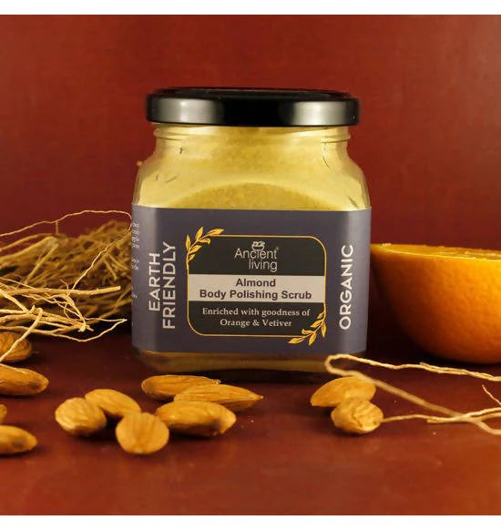 Ancient Living Almond Body Polishing Scrub - Glass Jar - 100 gm