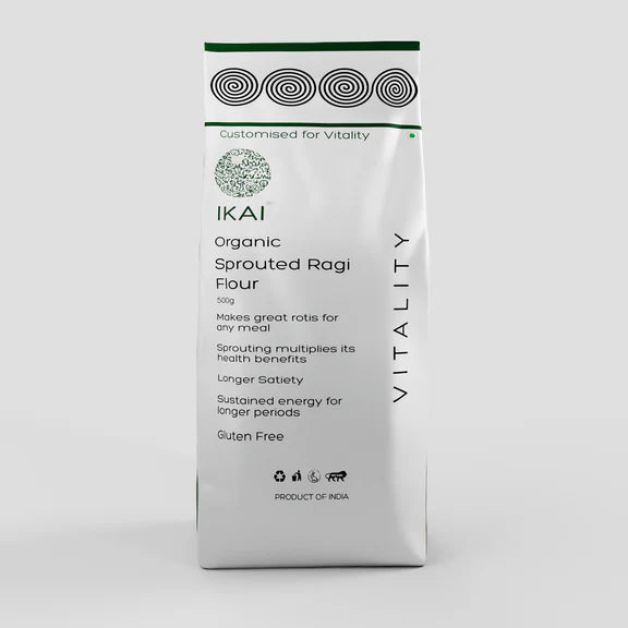 IKAI Organic Sprouted Finger Millet/Ragi Atta - 450 gm