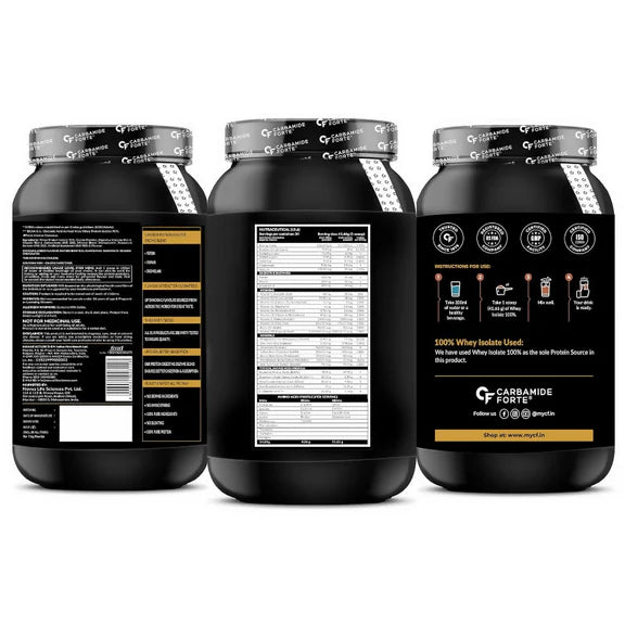 Carbamide Forte Whey Isolate 100% Pure Protein Powder - Belgian Chocolate - 1000 gm