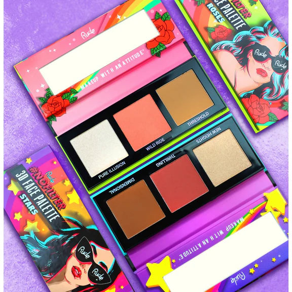 Rude Cosmetics Nofilter 3d Face Palette - Roses - 10.5 gm