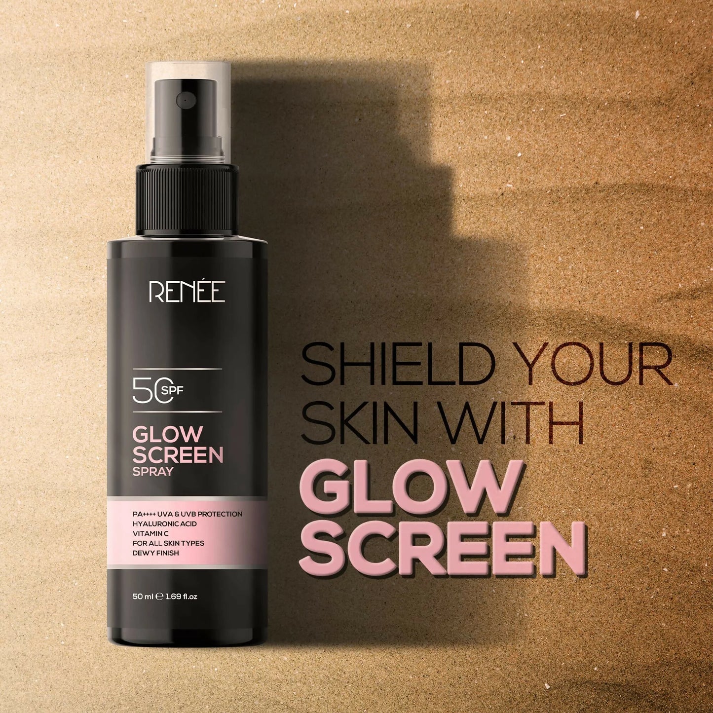Renee Glowscreen Spf 50 Sunscreen Spray PA++++ Lightweight, Non Greasy & Quick Absorbing - 50 ml