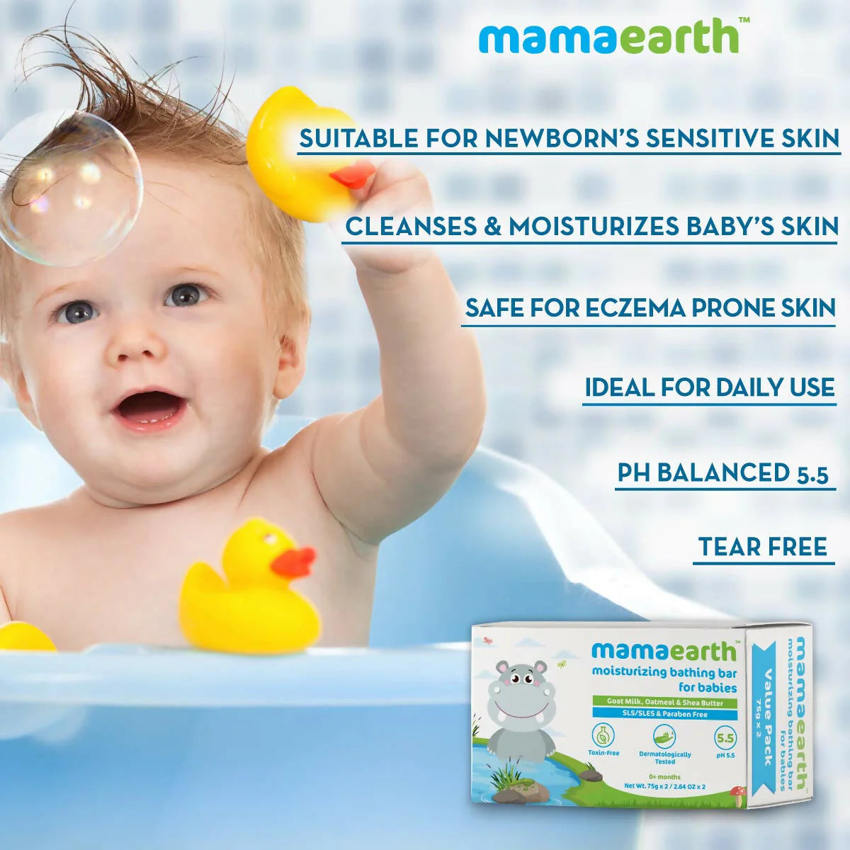 Mamaearth Moisturizing Baby Bathing Soap Bars & Dusting Powder & Gentle Cleansing Baby Shampoo