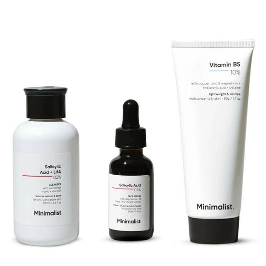 Minimalist Anti-Acne Kit, Skincare Routine Kit - Face Wash, Moisturizer, and Serum