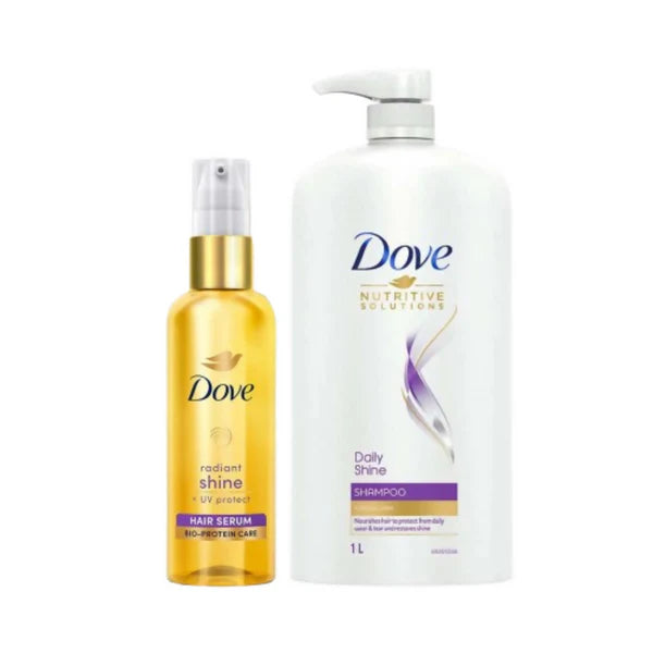 Dove Daily Shine Shampoo + Shine Serum With UV Protection - combo