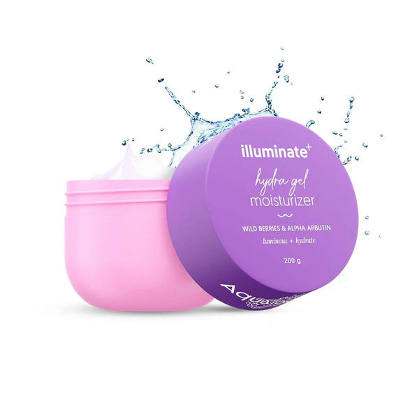 Aqualogica Illuminate+ Hydra Gel Moisturizer with Wild Berries & Alpha Arbutin, Non-Sticky & Quick Absorbing for Luminous Skin - 100 gm