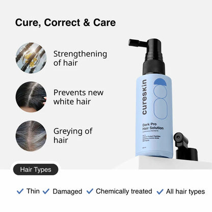Cureskin Dark Pro Hair Solution Natural Hair Darkener with Colour Protection - 60 ml