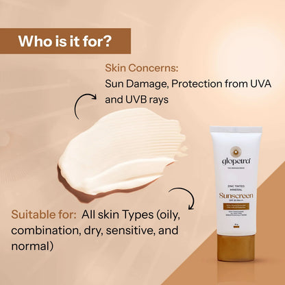Glopetra Zinc Tinted Mineral Sunscreen Spf 50 Pa+++ - 50 ml