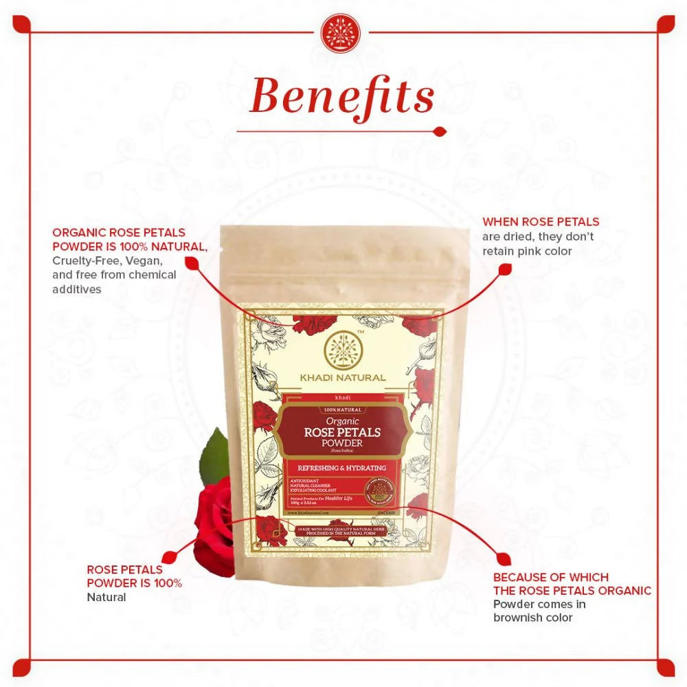 Khadi Natural Organic Rose Petals Powder - 100 gm
