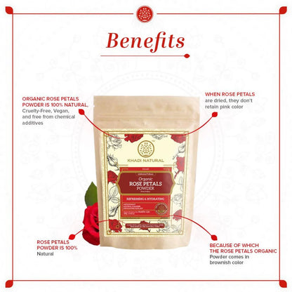 Khadi Natural Organic Rose Petals Powder - 100 gm