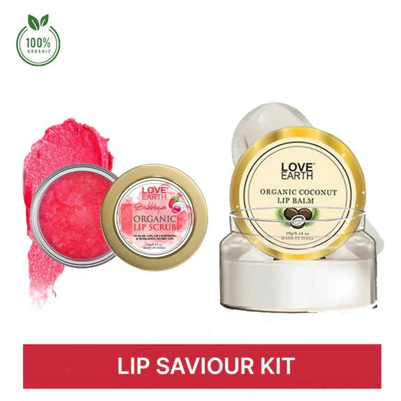 Love Earth Lip Saviour Kit for Skin Hydration & Moisturization, Chapped Lips With Bees Wax And Cocoa Butter - Combo Pack