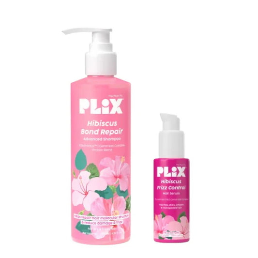 PLIX The Plant Fix Hibiscus Frizz Control Hair Serum + Bond Repair Advanced Shampoo - combo